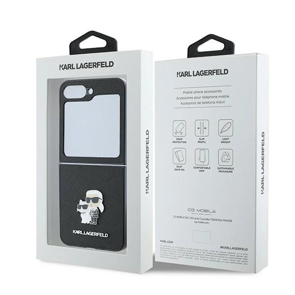 Karl Lagerfeld Saffiano Metal Pin Case за Samsung Galaxy Z Flip 6 - черен