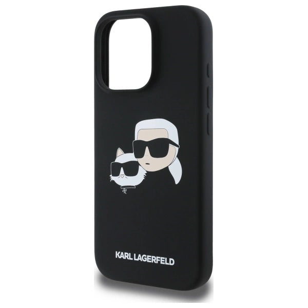 Силиконов кейс Karl Lagerfeld Heads Print MagSafe за iPhone 16 Pro Max - черен