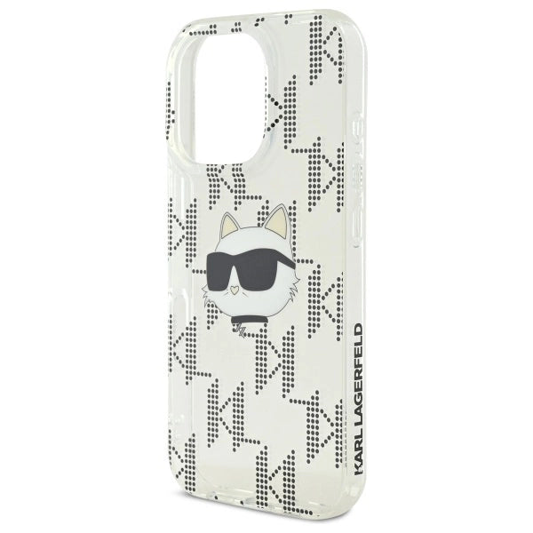 Галванически калъф за iPhone 16 Pro Max на Karl Lagerfeld IML Choupette Head - прозрачен