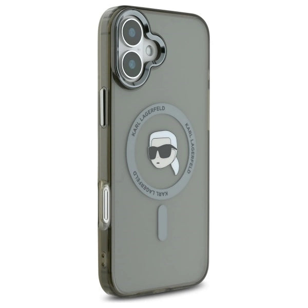 Калъф Karl Lagerfeld IML Metal Karl Head MagSafe за iPhone 16 Plus - черен