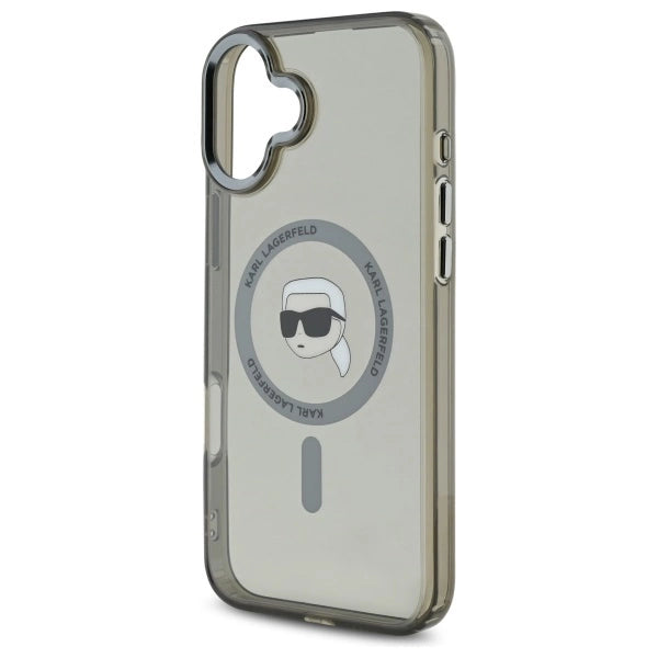 Калъф Karl Lagerfeld IML Metal Karl Head MagSafe за iPhone 16 Plus - черен