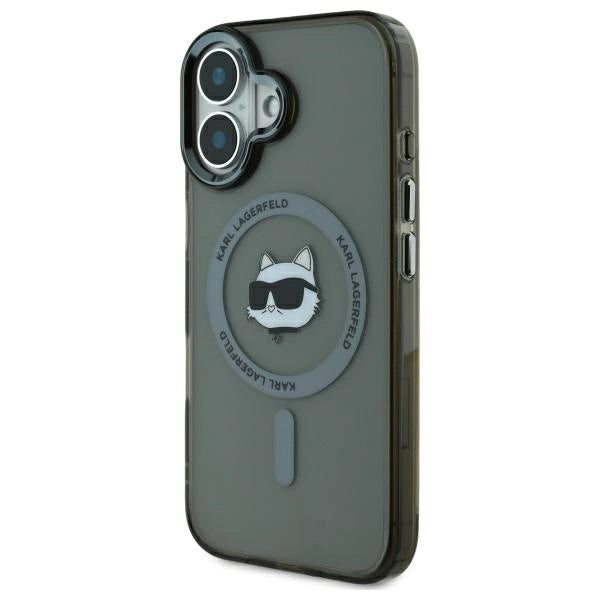 Калъф Karl Lagerfeld IML Metal Choupette Head MagSafe iPhone 16 - черен