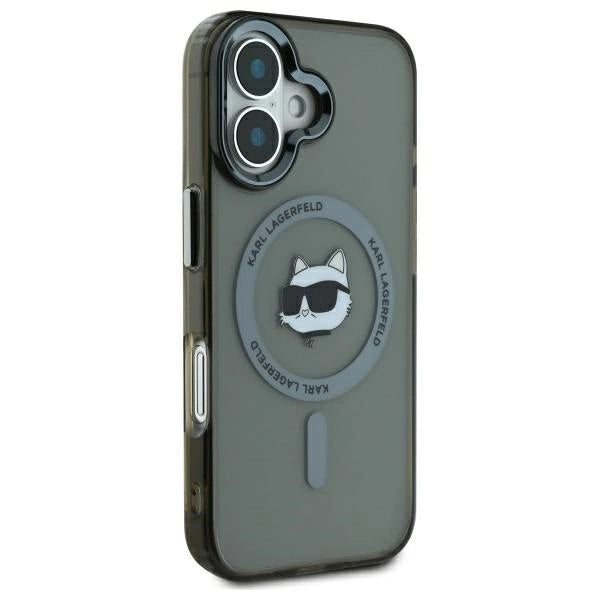 Калъф Karl Lagerfeld IML Metal Choupette Head MagSafe iPhone 16 - черен