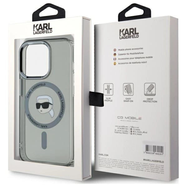 Karl Lagerfeld KLHMP15LHLSKIK iPhone 15 Pro 6.1" черен/черен твърд калъф IML Metal Karl Head MagSafe