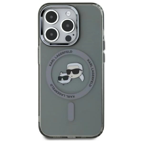 Karl Lagerfeld KLHMP15XHLSKCK iPhone 15 Pro Max 6.7" черен/черен твърд калъф IML Metal Karl&Choupette Head MagSafe