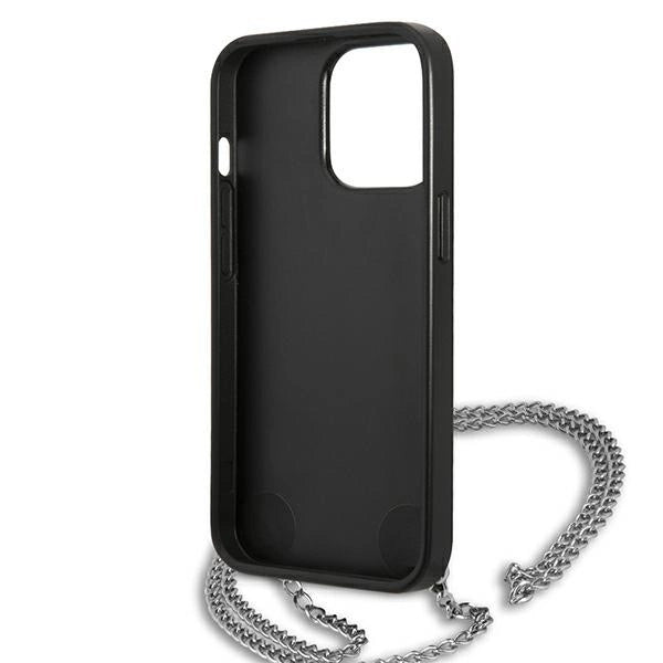 Karl Lagerfeld Leather Textured and Chain Case за iPhone 13 Pro Max 6.7" - Черен