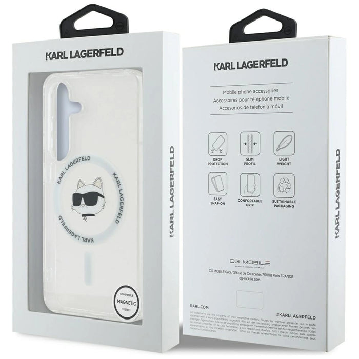 Калъф Karl Lagerfeld Button Choupette Head Printed Logo MagSafe Samsung Galaxy S25 бял