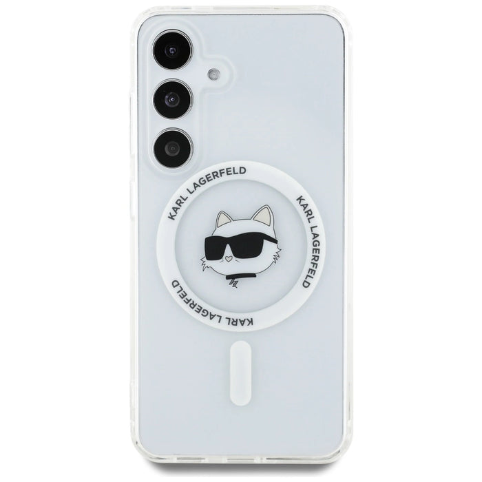 Калъф Karl Lagerfeld Button Choupette Head Printed Logo MagSafe Samsung Galaxy S25 бял