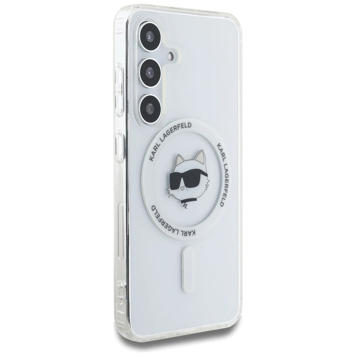 Калъф Karl Lagerfeld Button Choupette Head Printed Logo MagSafe Samsung Galaxy S25 бял