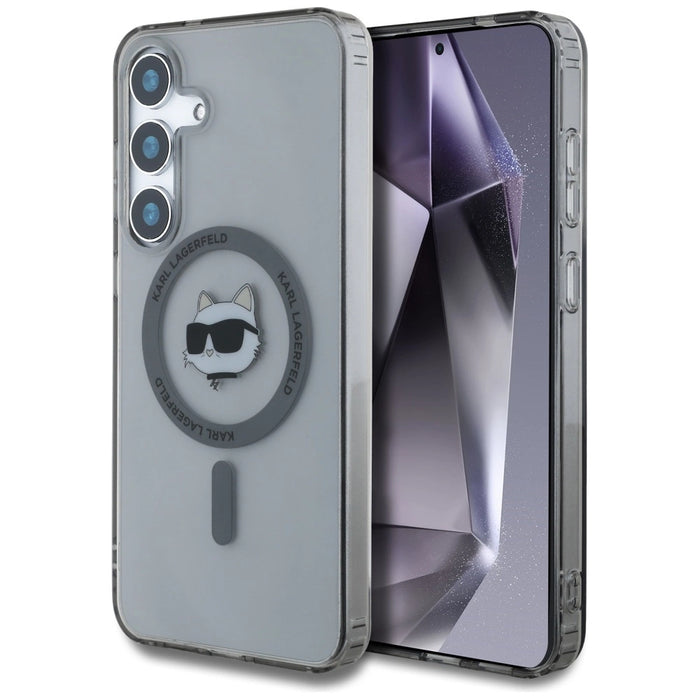 Karl Lagerfeld Button Choupette Head Printed Logo MagSafe Калъф за Samsung Galaxy S25 черен