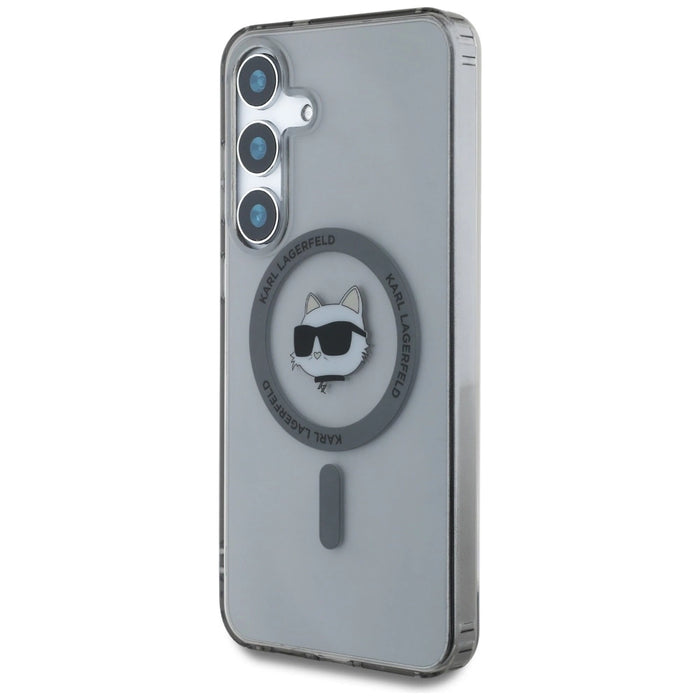 Karl Lagerfeld Button Choupette Head Printed Logo MagSafe Калъф за Samsung Galaxy S25 черен