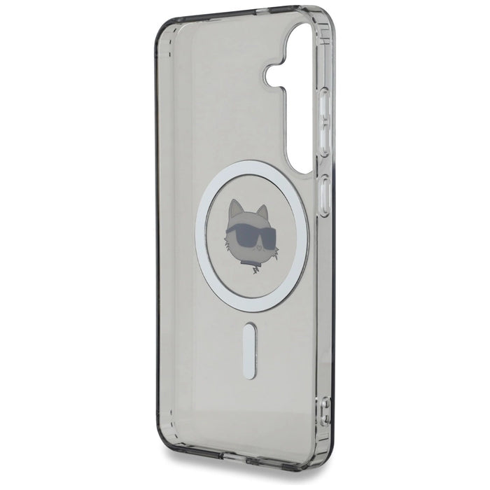 Karl Lagerfeld Button Choupette Head Printed Logo MagSafe Калъф за Samsung Galaxy S25 черен