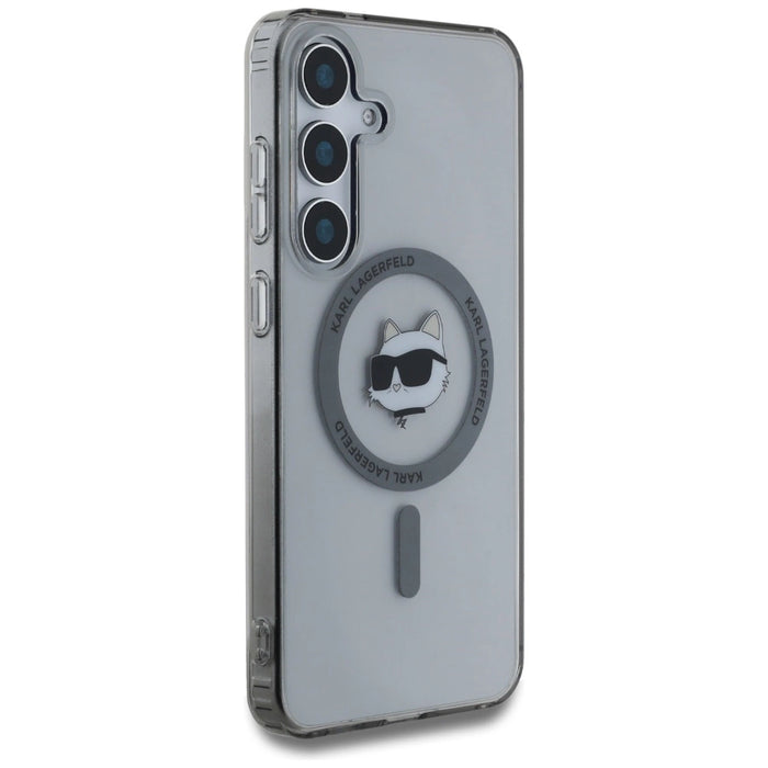 Karl Lagerfeld Button Choupette Head Printed Logo MagSafe Калъф за Samsung Galaxy S25 черен