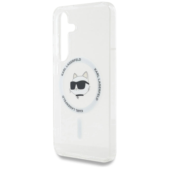 Калъф Karl Lagerfeld Button Choupette Head Printed Logo MagSafe Samsung Galaxy S25 Plus бял
