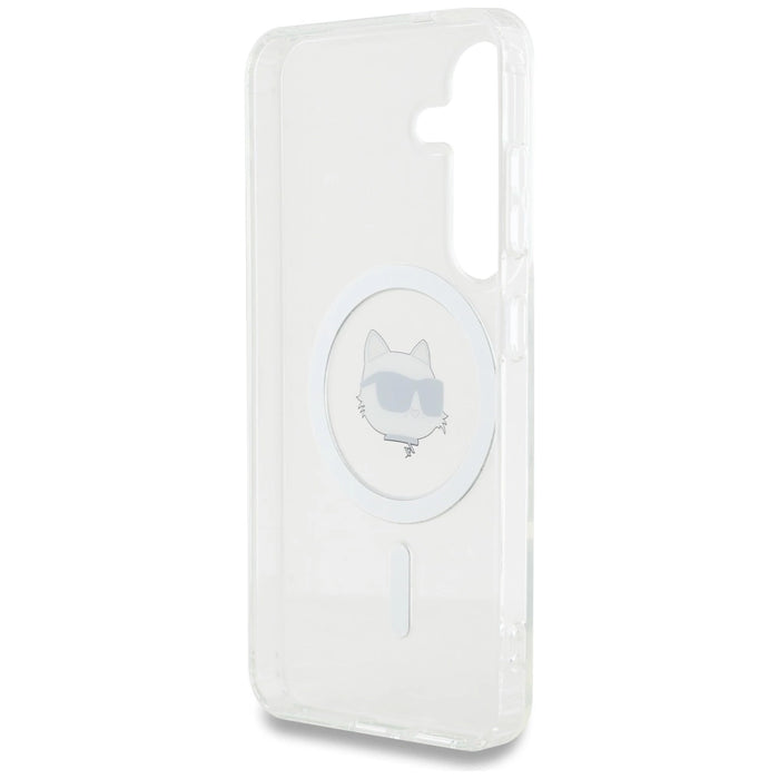 Калъф Karl Lagerfeld Button Choupette Head Printed Logo MagSafe Samsung Galaxy S25 Plus бял