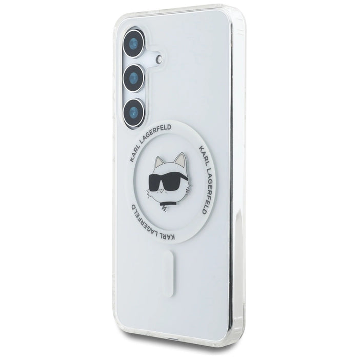 Калъф Karl Lagerfeld Button Choupette Head Printed Logo MagSafe Samsung Galaxy S25 Plus бял