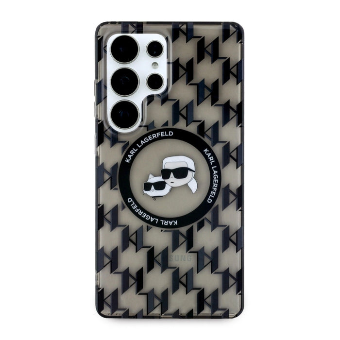 Калъф Karl Lagerfeld Button Karl & Choupette Heads On KL Pattern MagSafe Samsung Galaxy S25 Ultra черен