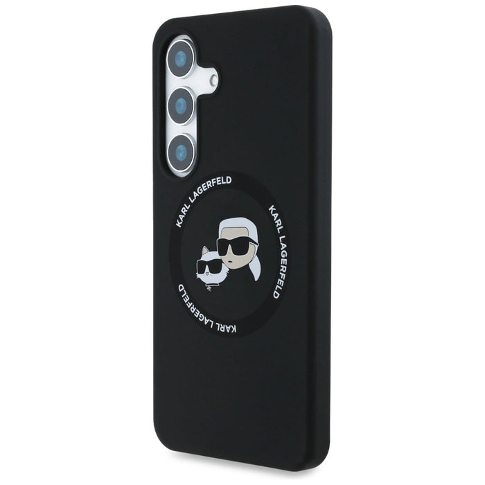 Karl Lagerfeld Силиконов калъф Double Heads And Circle MagSafe Samsung Galaxy S25 Plus черен