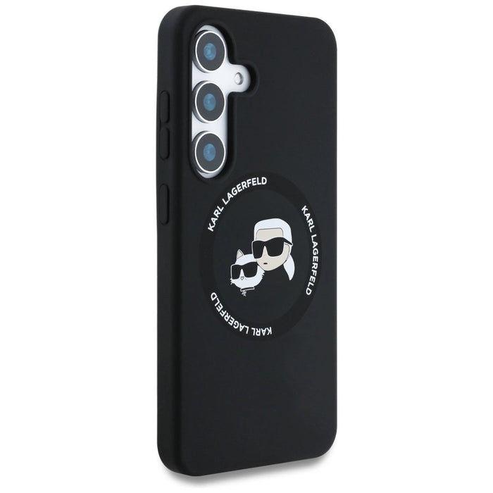 Karl Lagerfeld Силиконов калъф Double Heads And Circle MagSafe Samsung Galaxy S25 Plus черен