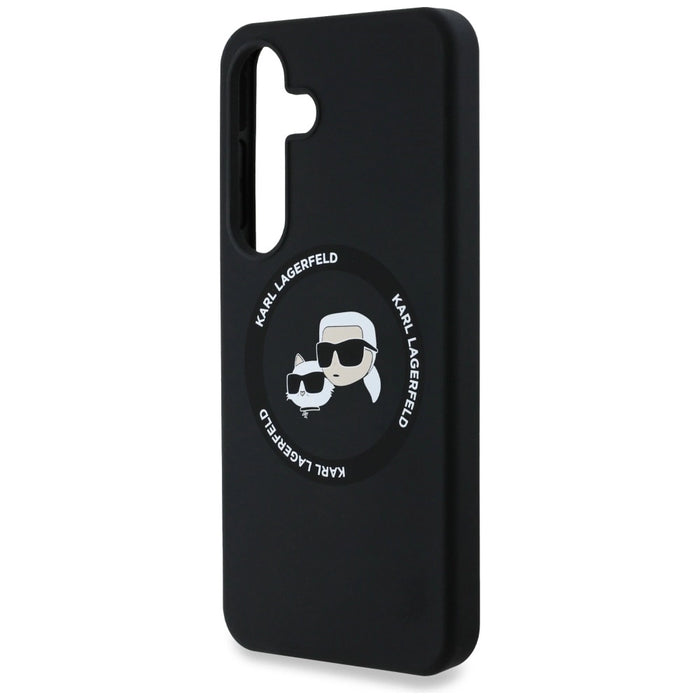 Karl Lagerfeld Силиконов калъф Double Heads And Circle MagSafe Samsung Galaxy S25 Plus черен