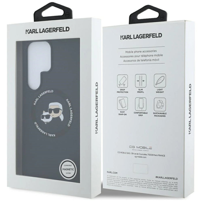 Karl Lagerfeld Силиконов калъф Double Heads And Circle MagSafe Samsung Galaxy S25 Ultra черен