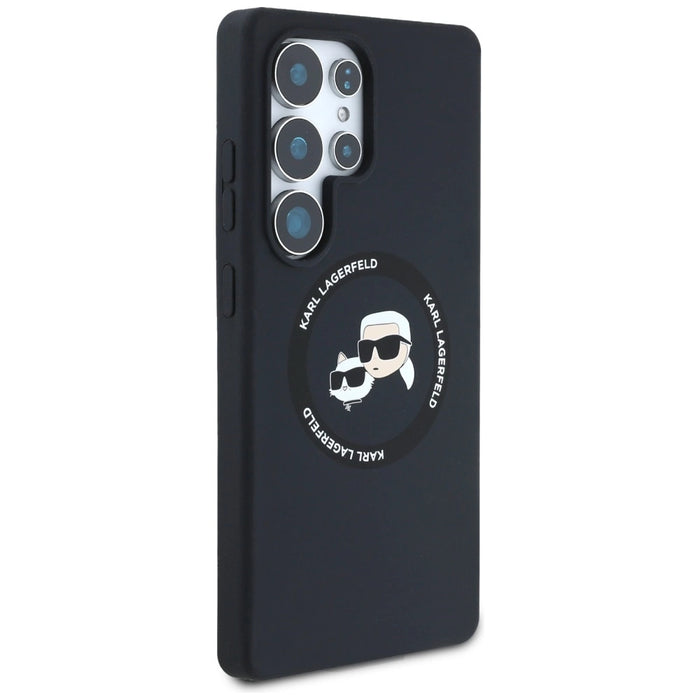 Karl Lagerfeld Силиконов калъф Double Heads And Circle MagSafe Samsung Galaxy S25 Ultra черен