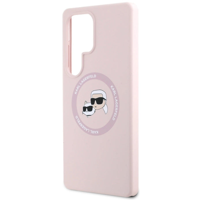 Karl Lagerfeld Силиконов калъф с двойни глави и кръг MagSafe Samsung Galaxy S25 Ultra Pink