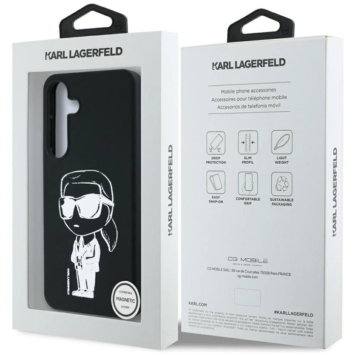 Калъф Karl Lagerfeld Silicone Graffiti Ikonik Printed Logo MagSafe Samsung Galaxy S25 черен