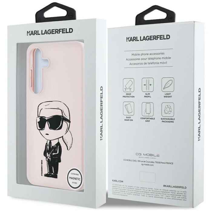 Калъф Karl Lagerfeld Silicone Graffiti Ikonik Printed Logo MagSafe Samsung Galaxy S25 розов