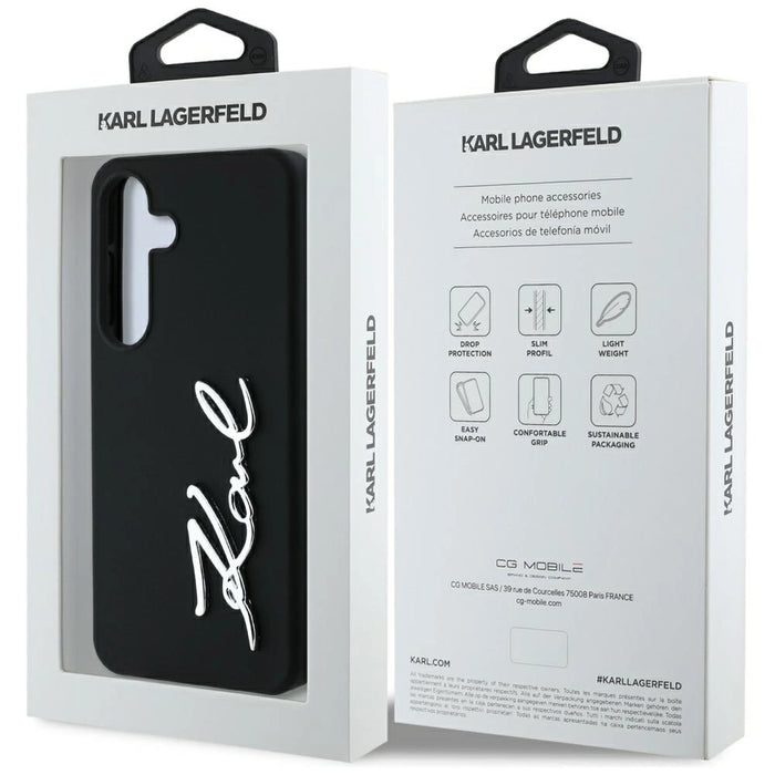 Калъф Karl Lagerfeld Silicone Metal Signature Logo Samsung Galaxy S25 черен
