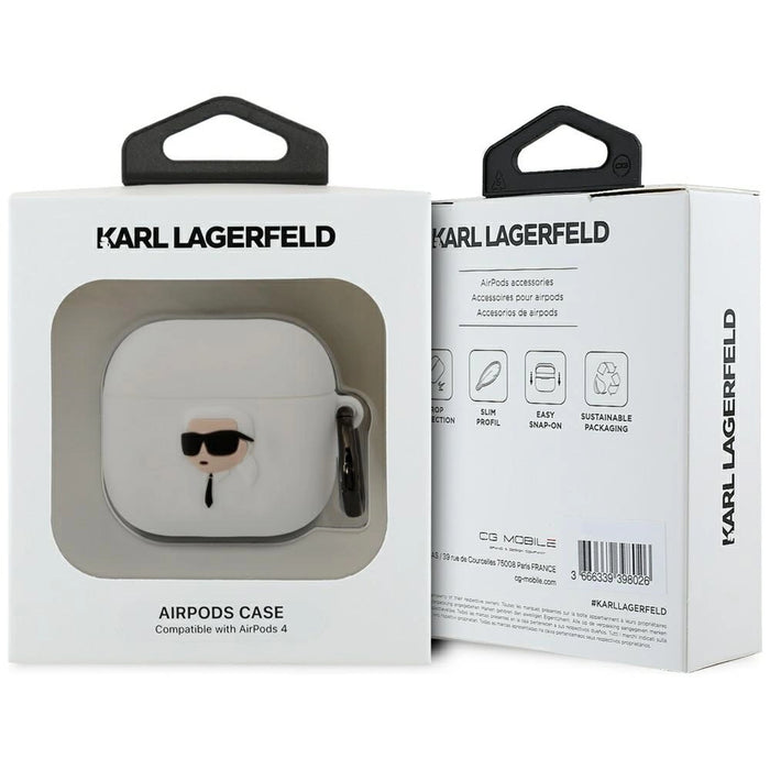 Karl Lagerfeld 3D силиконов NFT калъф за AirPods 4 - бял