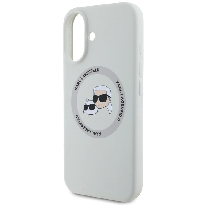 Силиконов калъф Karl Lagerfeld Double Heads And Circle MagSafe за iPhone 16 бежов