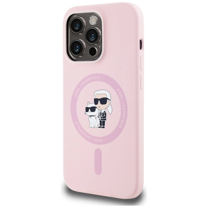 Силиконов калъф Karl Lagerfeld Karl&Choupette MagSafe за iPhone 14 Pro Max - розов