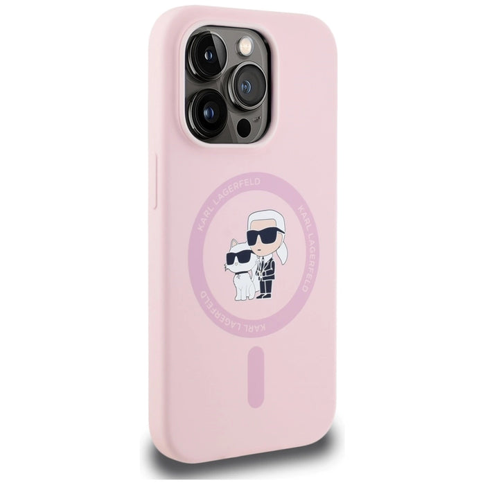Силиконов калъф Karl Lagerfeld Karl&Choupette MagSafe за iPhone 14 Pro Max - розов