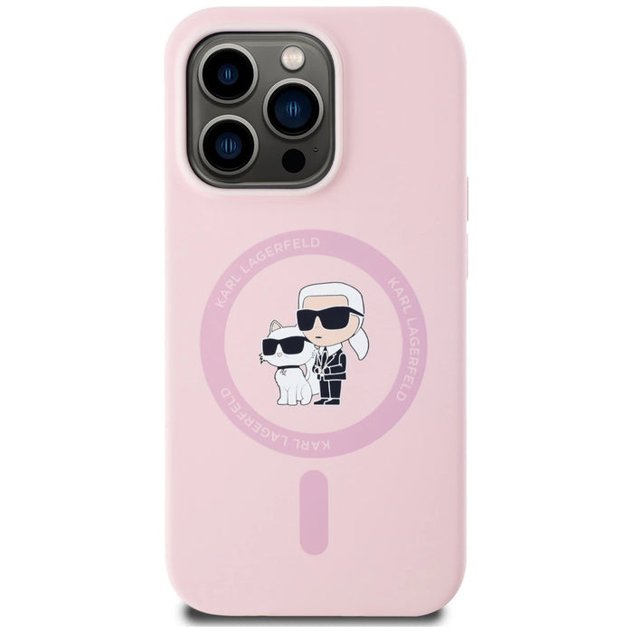 Силиконов калъф Karl Lagerfeld Karl&Choupette MagSafe за iPhone 14 Pro Max - розов