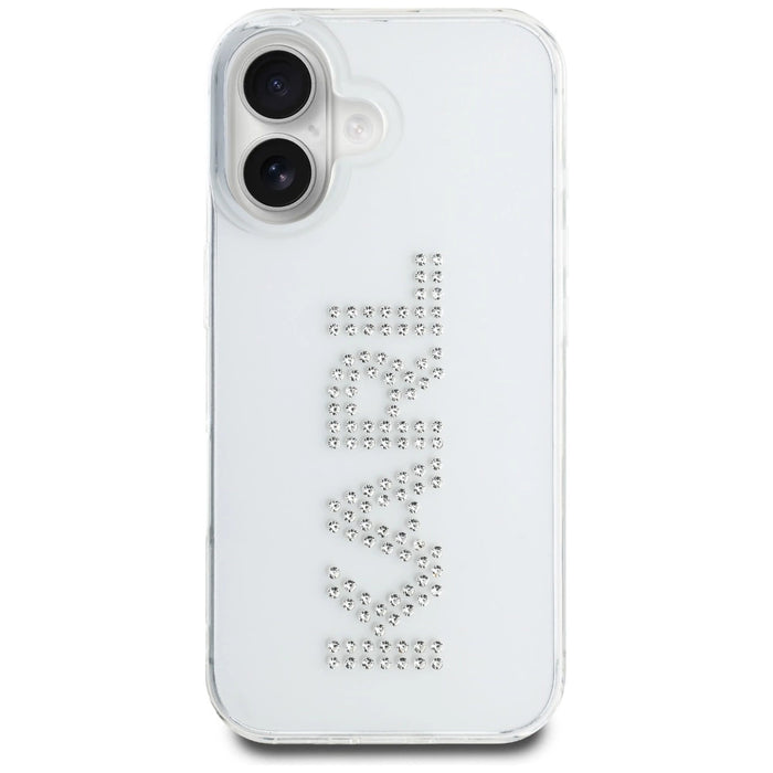 Калъф за iPhone 16 с лого на Karl Lagerfeld IML Rhinestones - прозрачен