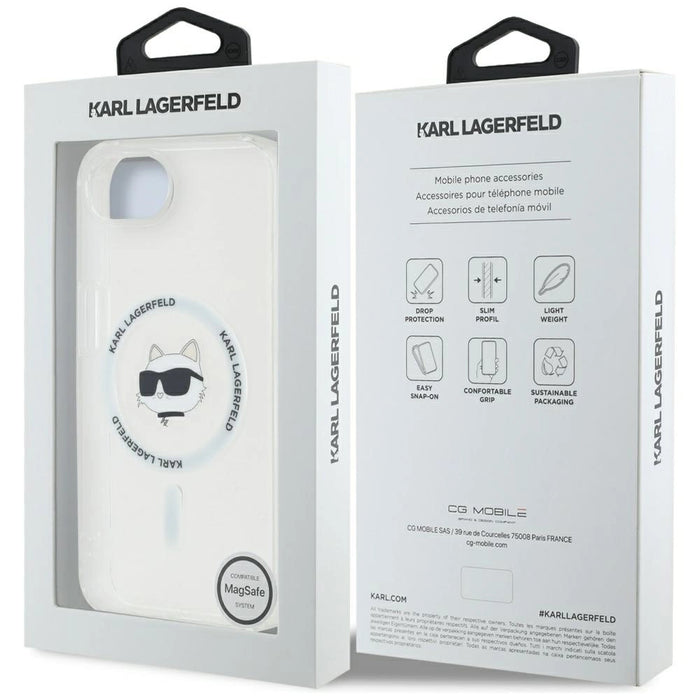 Karl Lagerfeld IML Metal Choupette Head MagSafe Калъф за iPhone 16e - бял