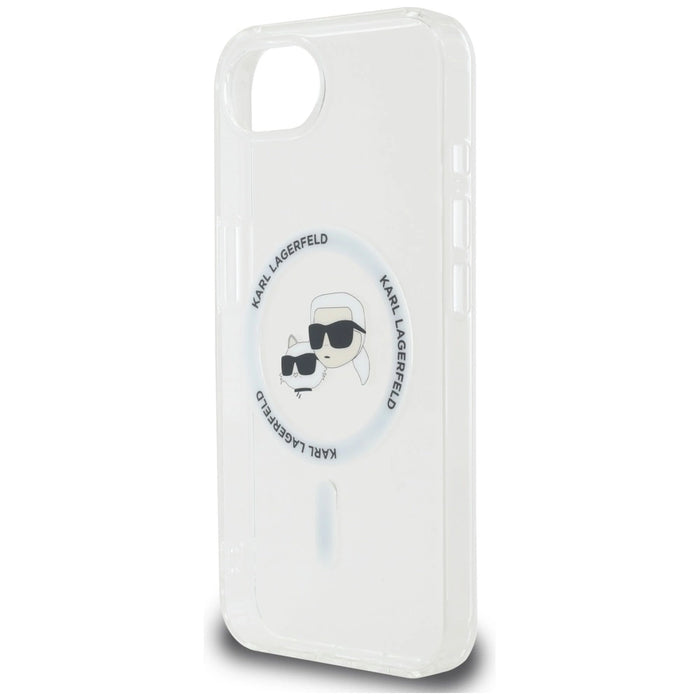 Калъф Karl Lagerfeld IML Metal Karl & Choupette Heads MagSafe iPhone 16e - бял