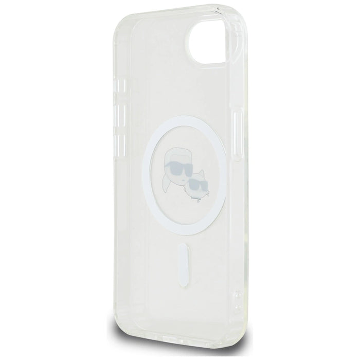 Калъф Karl Lagerfeld IML Metal Karl & Choupette Heads MagSafe iPhone 16e - бял