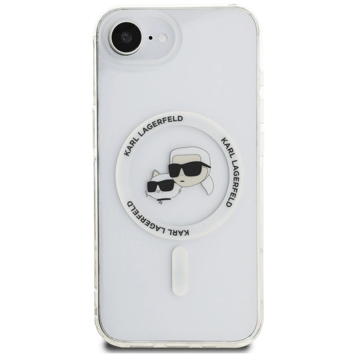 Калъф Karl Lagerfeld IML Metal Karl & Choupette Heads MagSafe iPhone 16e - бял