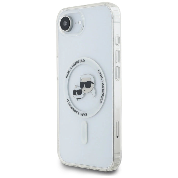 Калъф Karl Lagerfeld IML Metal Karl & Choupette Heads MagSafe iPhone 16e - бял
