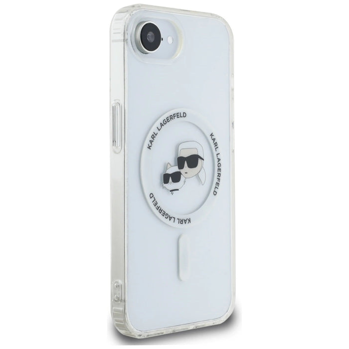 Калъф Karl Lagerfeld IML Metal Karl & Choupette Heads MagSafe iPhone 16e - бял