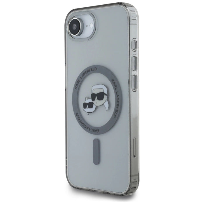 Калъф Karl Lagerfeld IML Metal Karl & Choupette Heads MagSafe iPhone 16e - черен