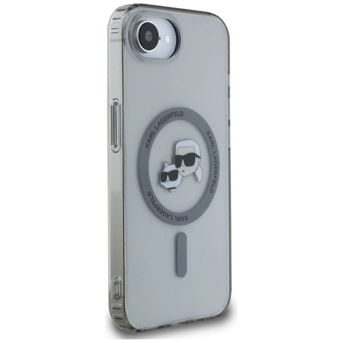 Калъф Karl Lagerfeld IML Metal Karl & Choupette Heads MagSafe iPhone 16e - черен