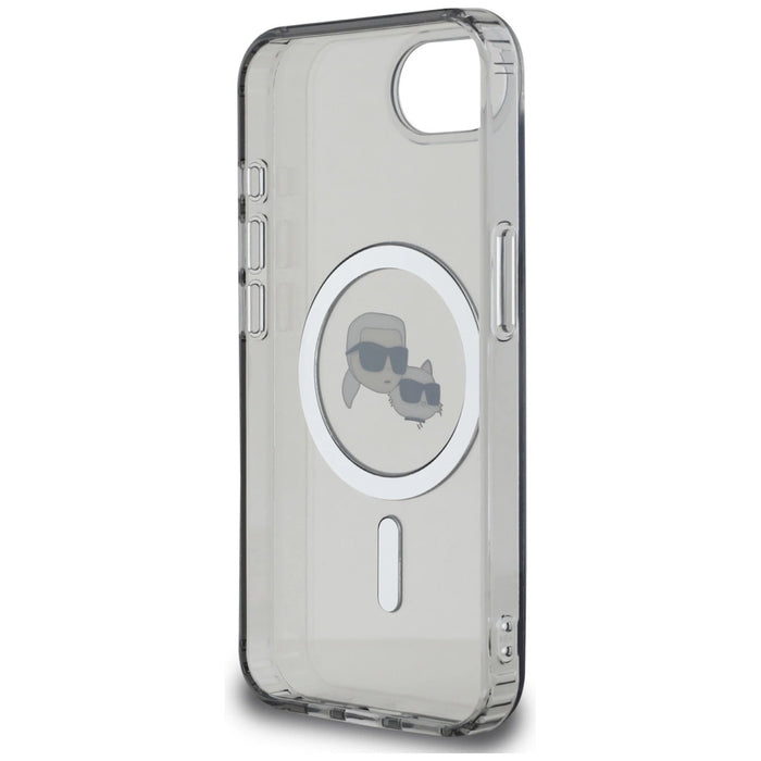 Калъф Karl Lagerfeld IML Metal Karl & Choupette Heads MagSafe iPhone 16e - черен