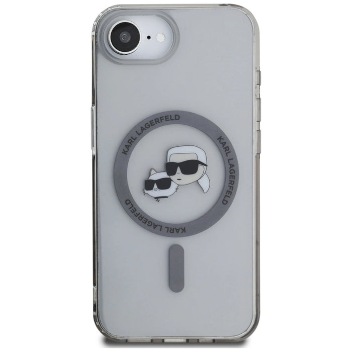 Калъф Karl Lagerfeld IML Metal Karl & Choupette Heads MagSafe iPhone 16e - черен