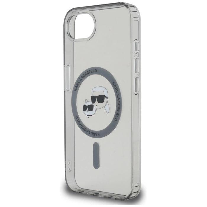 Калъф Karl Lagerfeld IML Metal Karl & Choupette Heads MagSafe iPhone 16e - черен