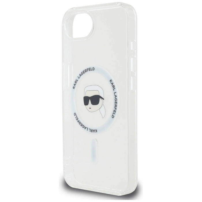 Калъф Karl Lagerfeld IML Metal Karl Head MagSafe за iPhone 16e бял