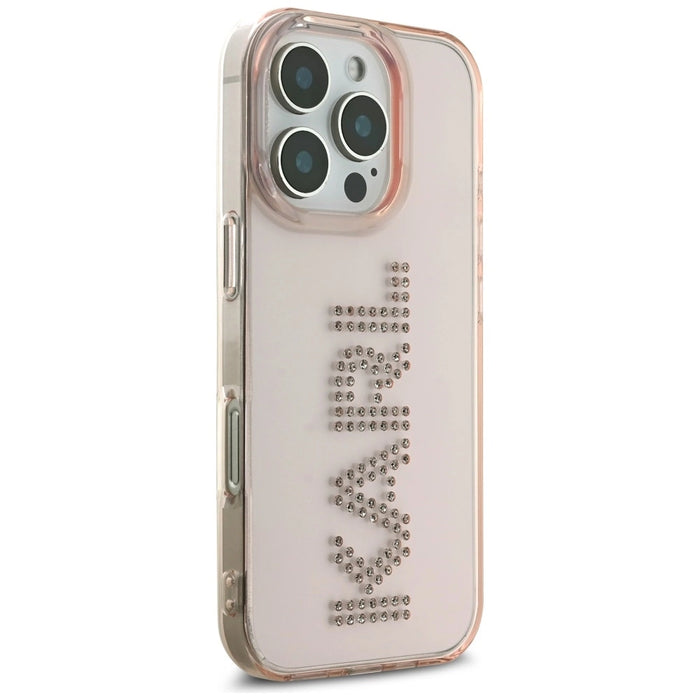 Калъф Karl Lagerfeld IML Rhinestones Logo iPhone 16 Pro Max - розов