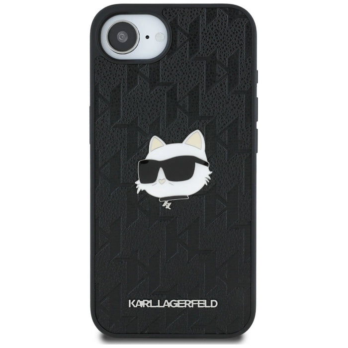 Карл Лагерфелд монограм Choupette Head Pin iPhone 16e Калъф - черен